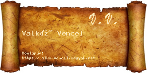 Valkó Vencel névjegykártya